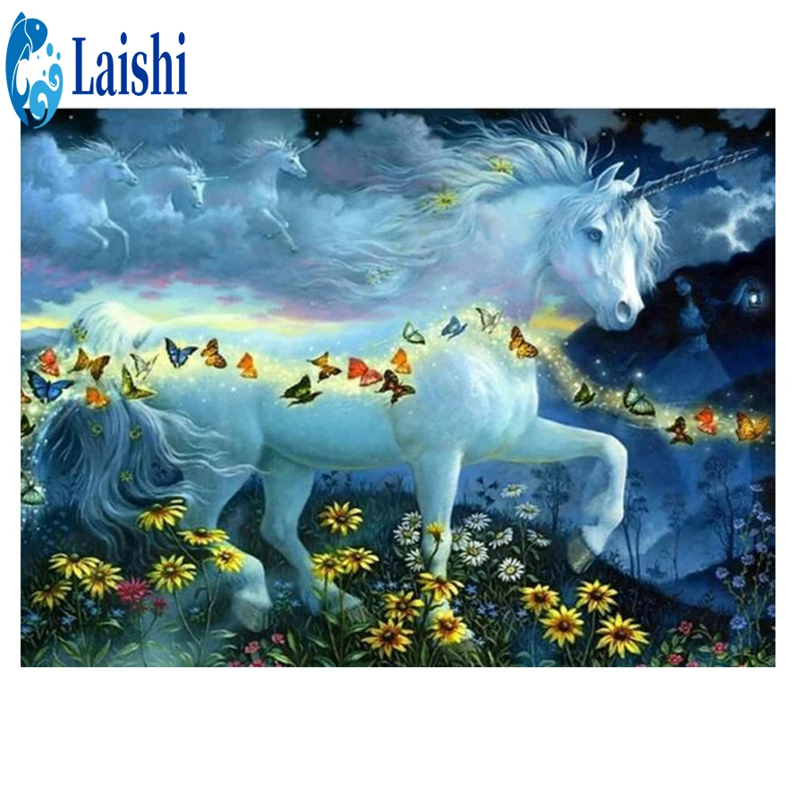 

Полная квадратная/круглая Алмазная вышивка, алмазная живопись, Бабочка, Белая лошадь, вышивка крестиком Стразы картины, Алмазная мозаика