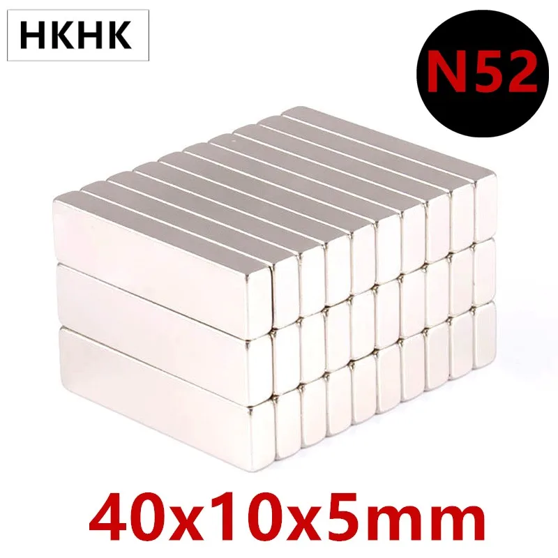 10/20PC N52  40x10x5 MM Super Strong Sheet Rare Earth Magnet Thickness 5mm Block Rectangular Neodymium Magnets 40mm x 10mm x 5mm