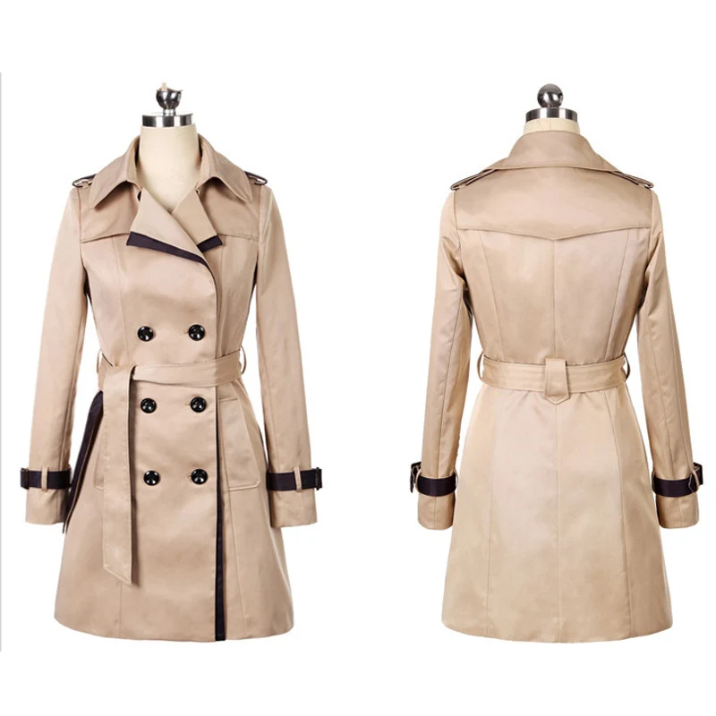 

Women Trench Long Coat Double Breasted Sale Sashes Slim England Pocket Korea Casual Office Outerwear Ropa Mujer Overcoat