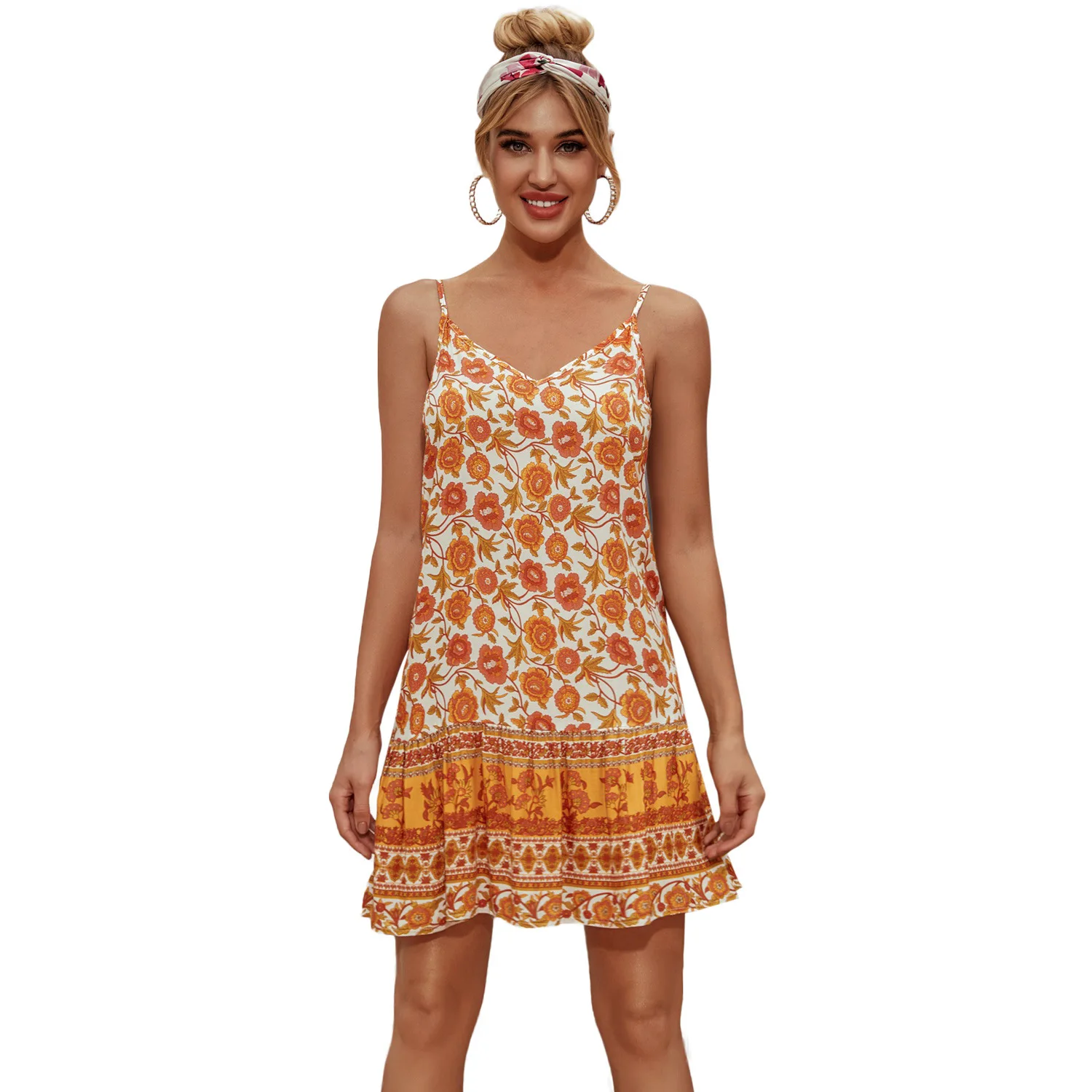 

Kpytomoa Bohemian Dress Y2k Summer Party Dresses Birthday Outfits For Women Traf Holiday SexyFloral Sling Dresses For Women 2021