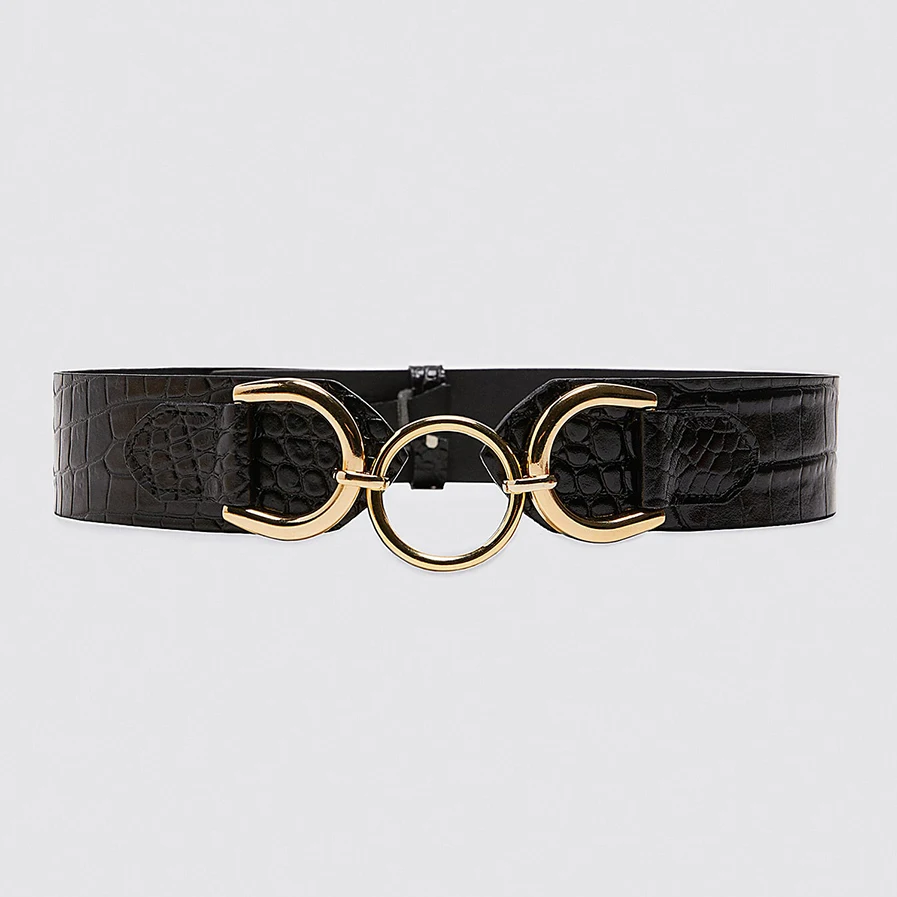 Ladyfirsy черный кожаный ZA ремни осень трендовые модные геометрические заклепки дизайн платье джинсы себе женский элегантный пояс - Окраска металла: 5