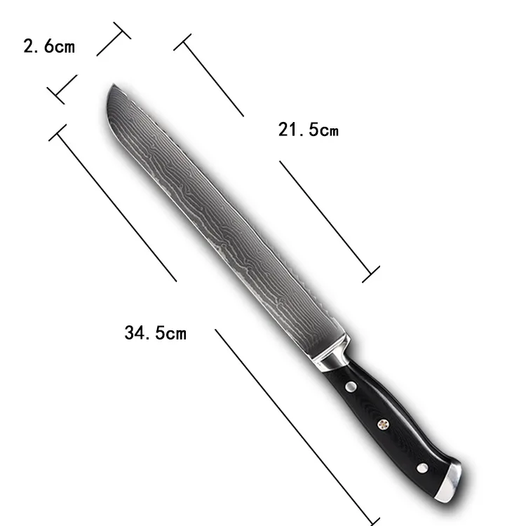 

Damascus Steel Bread Knife Tooth Knife Steak Knife Frozen-Meat Knife Kitchen Replaceable Blade Knife