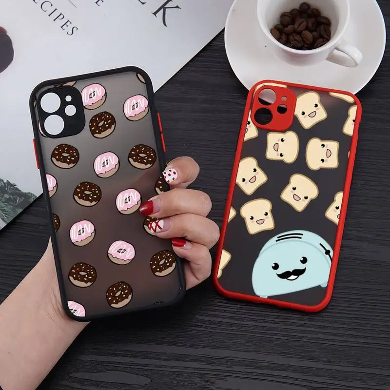 

Cartoon cute food donut Phone Case matte transparent For red iPhone 7 8 x xs xr 11 12 pro plus mini max Clear Funda