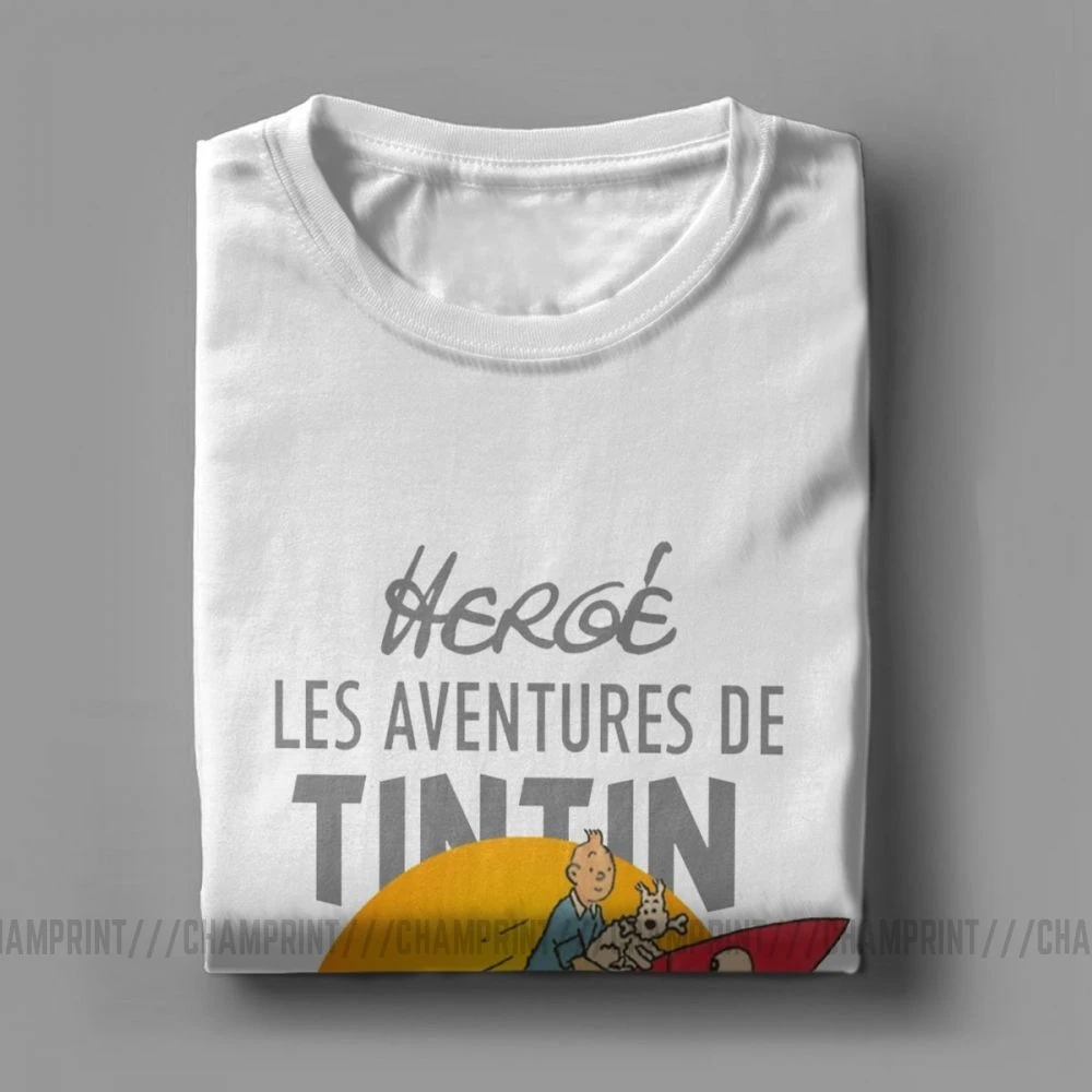 Мужские футболки TINTIN The adventures Of Tintin винтажные хлопковые футболки с коротким рукавом Одежда с вырезом лодочкой топы размера плюс
