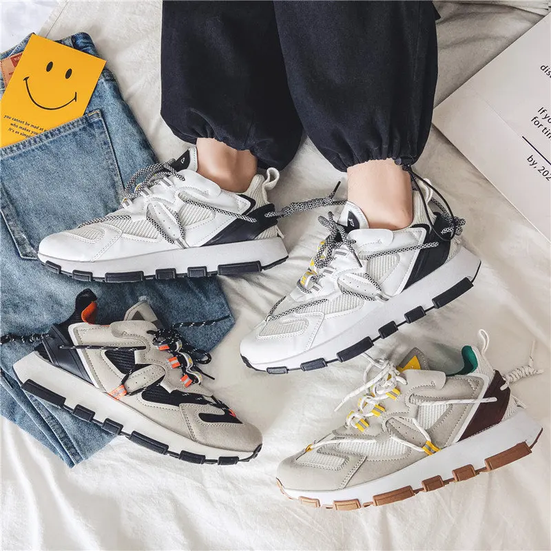 

Spring Fashion Lace-up Shoes Men Casual Street Splicing Sneakers For Men Lightweight Breathable Man Chunky Sneakers zapatillas