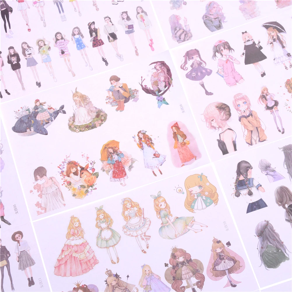 

HOT 2 Sheets DIY Styling Fashion Girls Scrapbook Stickers Toys PVC Diary Decoration Sticker For Kids Random