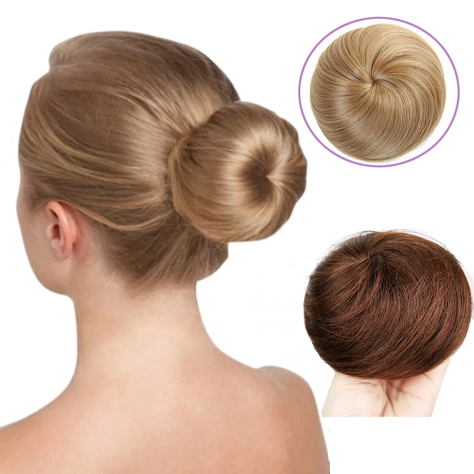 Короткий прямой термостойкий синтетический зажим для наращивания волос шиньон