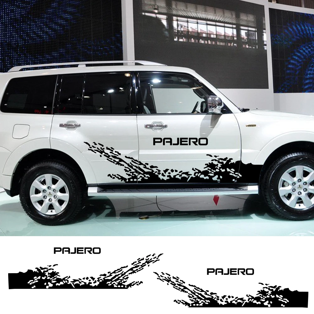 

For 2pcs Mitsubishi Pajero Car Door Side Stickers Auto Vinyl Free shipping Decals DIY Decoration Styling Car Tuning Accessories