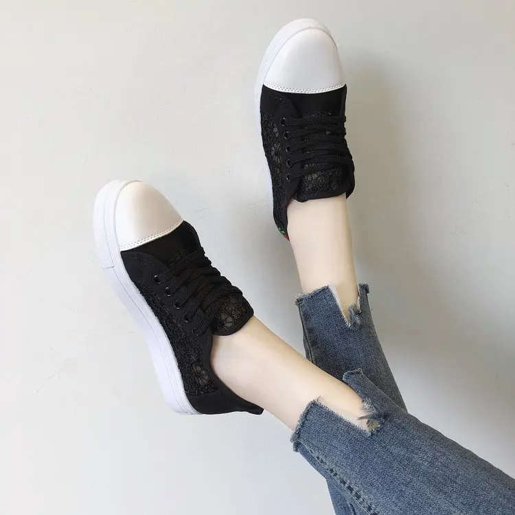 Fujin/бренд 2020 Сезон весна лето Новые Модные дышащие белые туфли с кружевом Женская