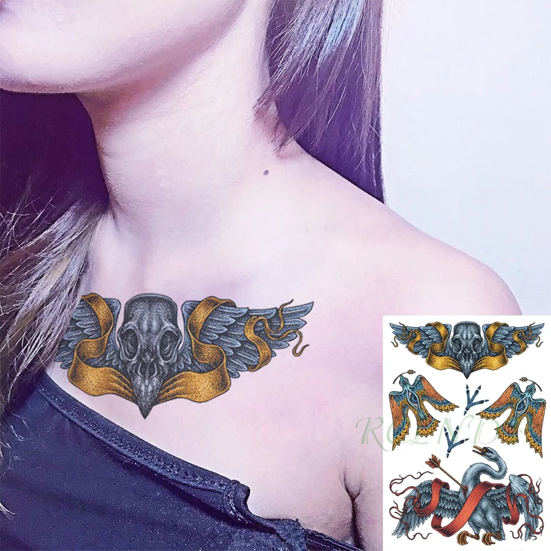 Водостойкая Временная тату-наклейка огненные глаза овечка птица звезда Орл ключ