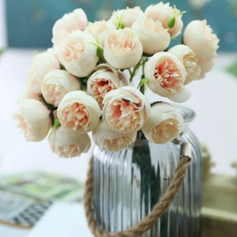 27 головок Чай Роза из искусственного шелка Свадебный букет для дома отеля