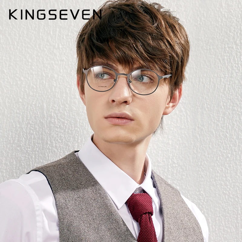 Очки KINGSEVEN в титановой оправе для мужчин и женщин ультралегкие круглые