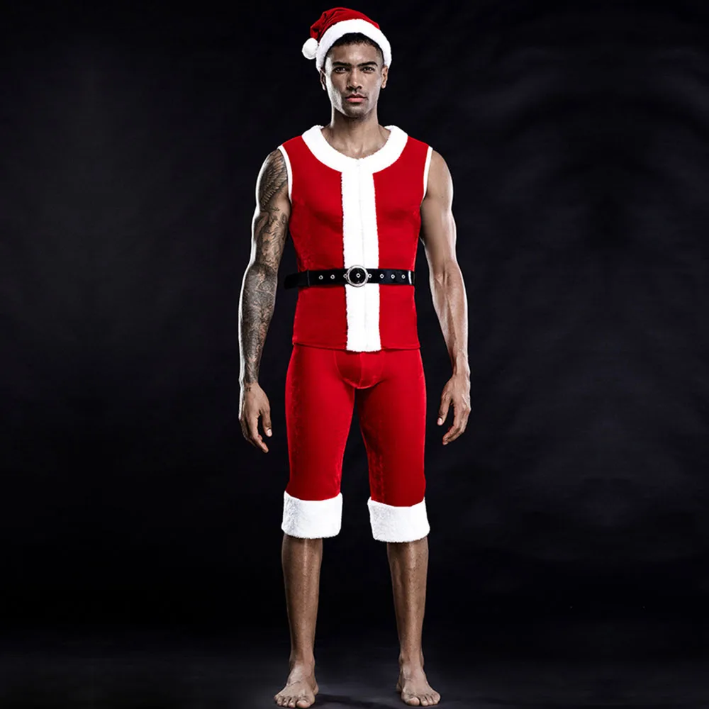 

4-piece set Mens Role Play Christmas Uniform Set，Cosplay bar Dance Costume Outfit