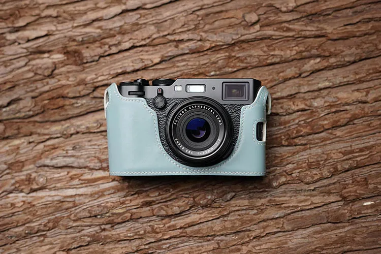 Чехол для камеры ручной работы из натуральной кожи для FujiFilm X100F Fuji x100f X100-F, наполовину сумка для камеры, крышка для открытой батареи - Цвет: Blue