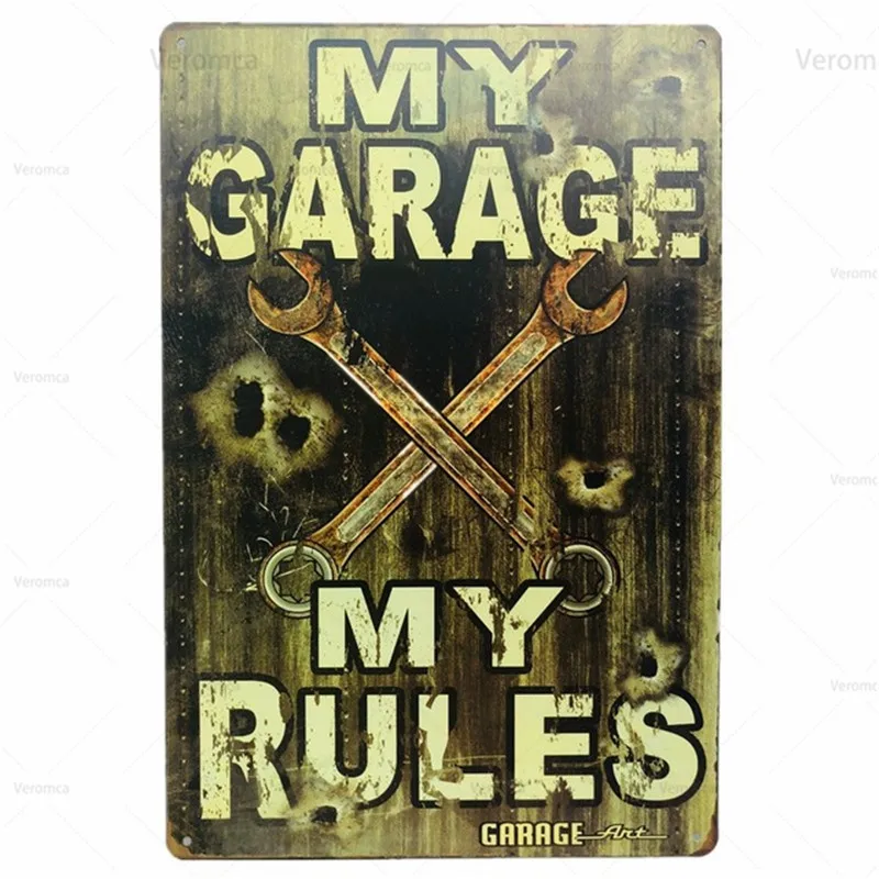 

Vintage Metal Plate Tin Signs Dad's Garage Gas Route 66 Poster Plaque Garage Man Cave Garage Oil Station Wall Decor Plates