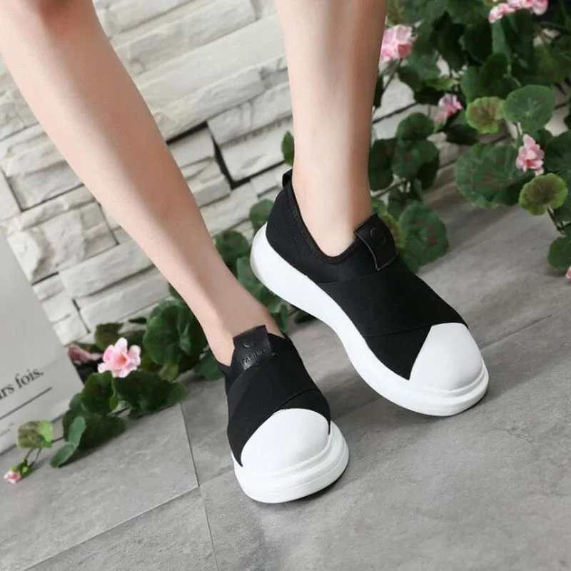 

Natascha Women Shallow Mouth Sneakers Women Slipony Canvas Shoes Female Summer Lazy Shoes Women Casual Shoes Loafers Round Toe