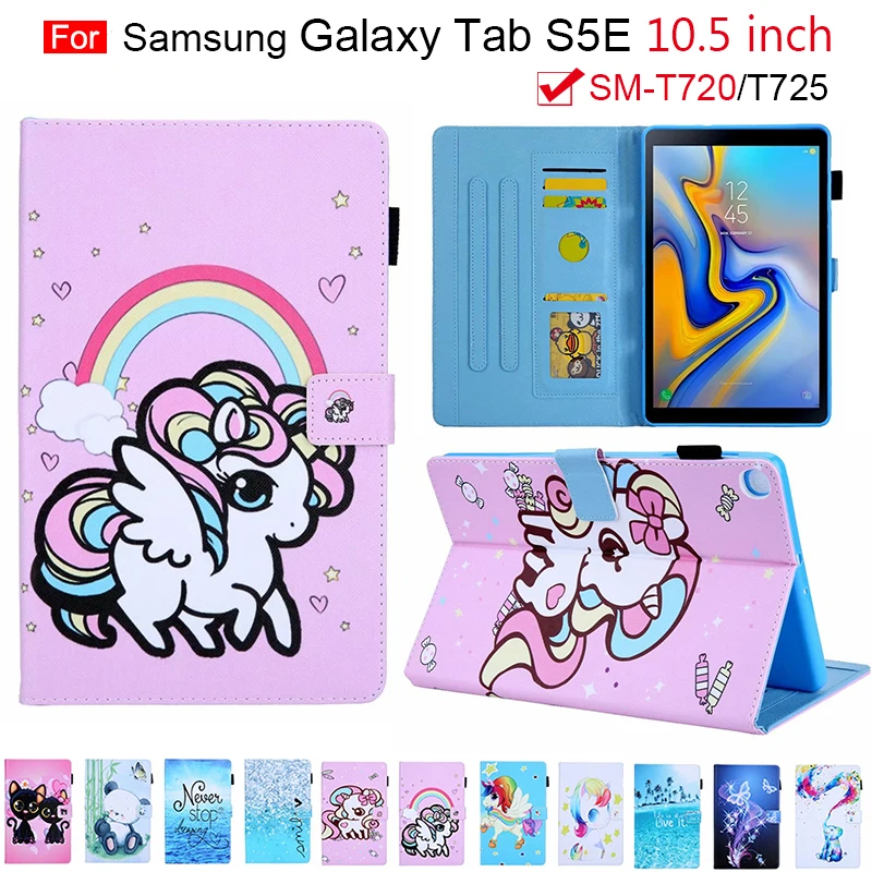 

Case for Samsung Galaxy Tab S5e PU Leather Folio Cartoon Cover with Auto Sleep Wake for Galaxy tab S5e 10.5 SM-T720 SM-T725 Case