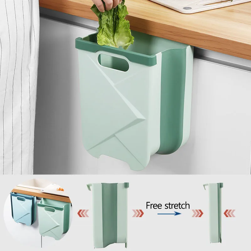 

Настенная Складная мусорная корзина, кухонный шкаф, контейнер для хранения, мусорная корзина для дома и офиса, вместительный Органайзер