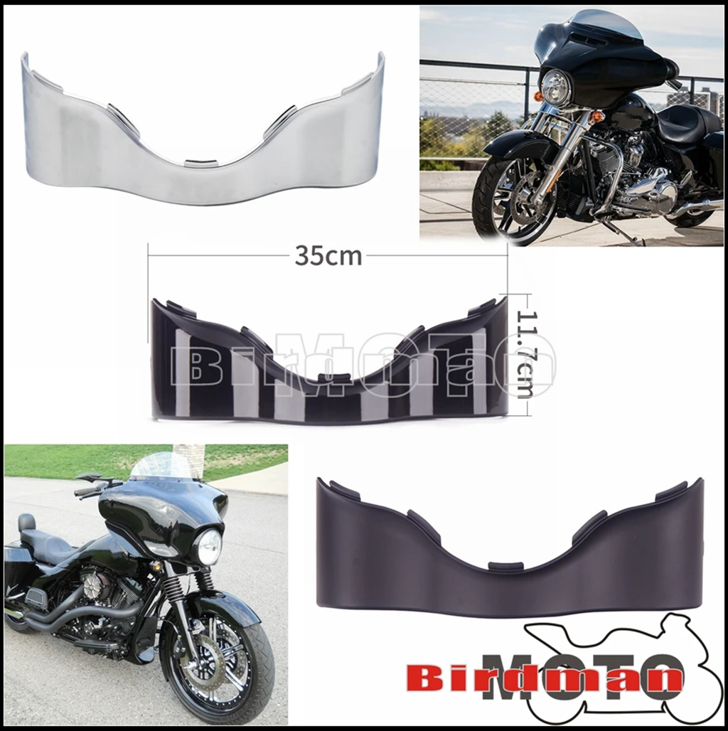 

Motorcycle Black/Chrome Headlight Fairing Skirt Batwing Lower Trim For Harley Touring Street Glide FLHX FLHTK FLHXS FLHXSE 14-Up