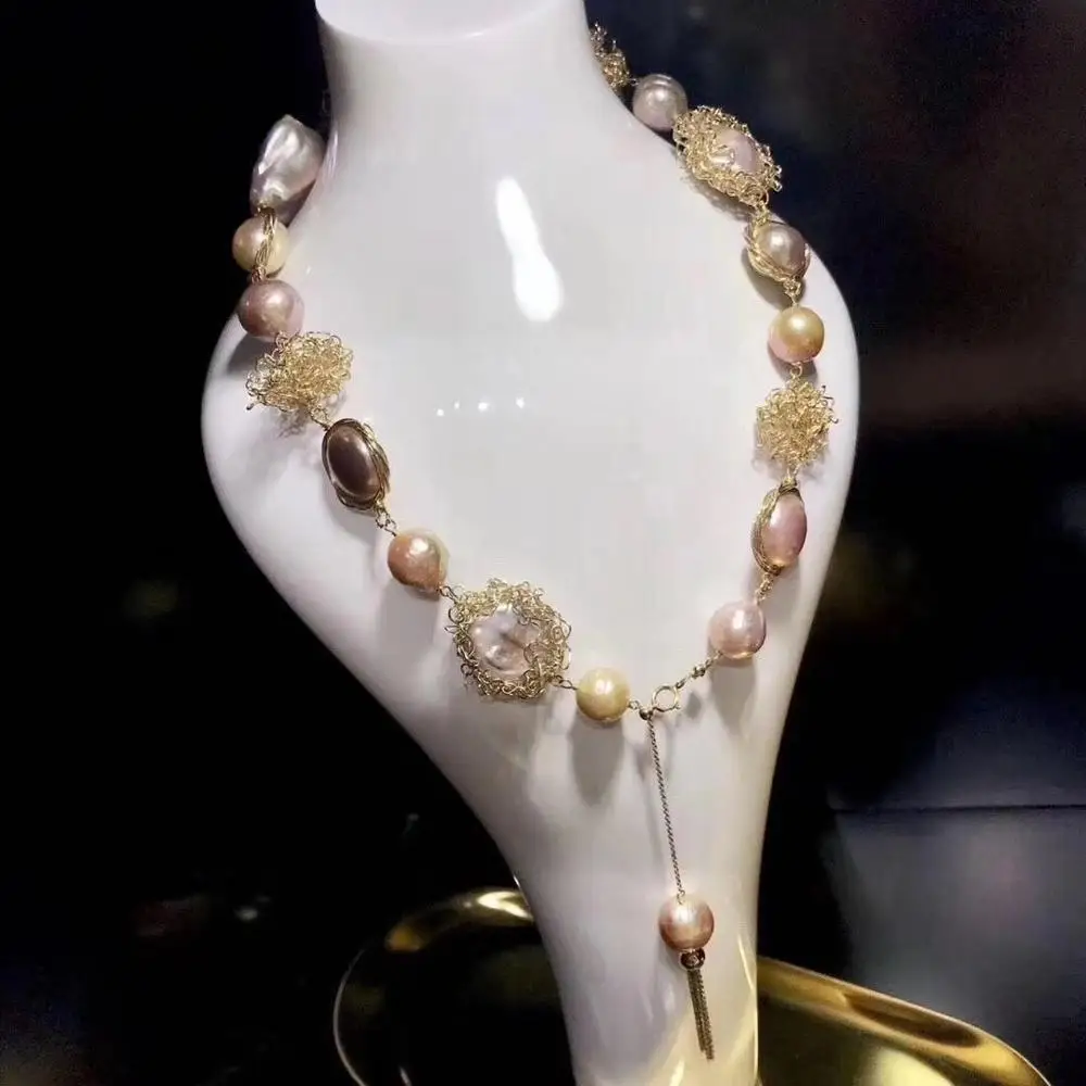 ?? Atfバロックパールペンダントネックレス14 18kゴールド充填クラスプチョー高品質チェーン新パーソナリティ手芸女性のための