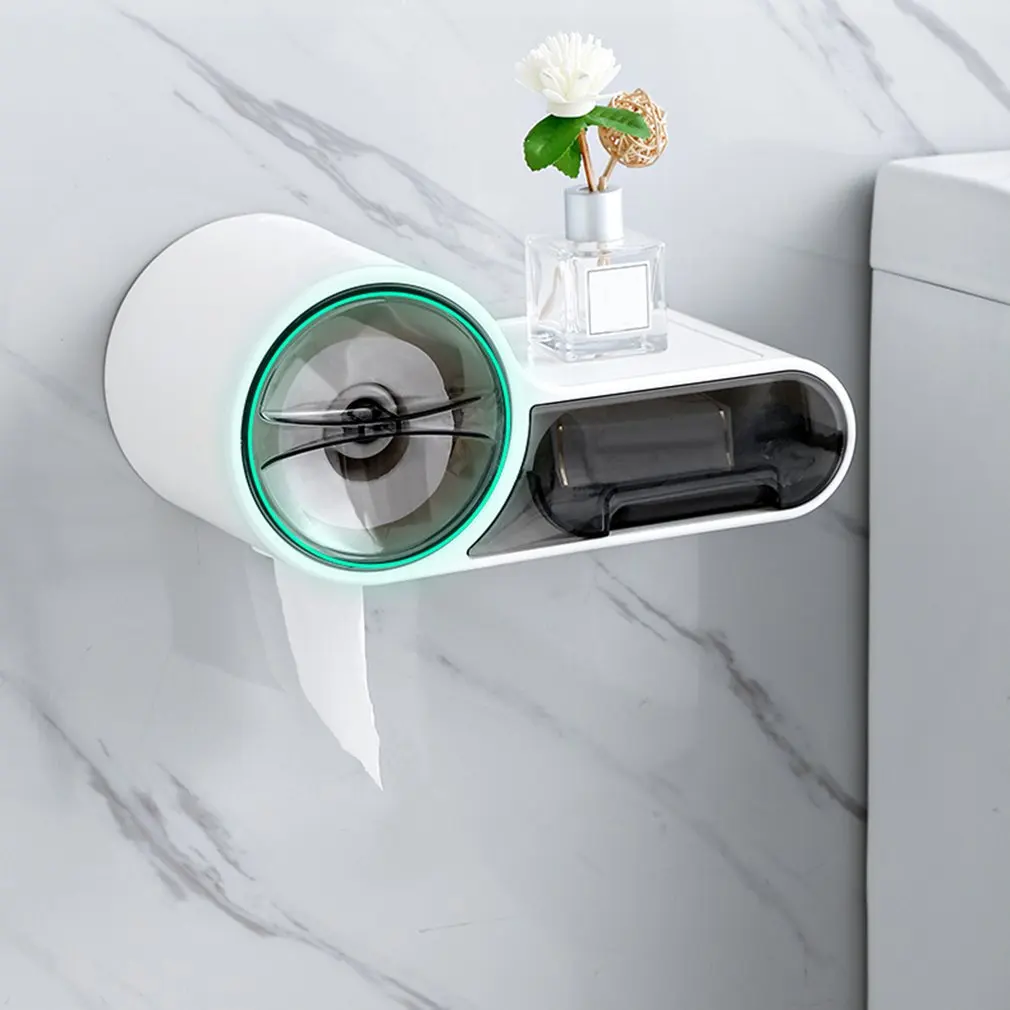 

Multifunctional Toilet Paper Holder Rack Waterproof Wall-Mounted Toilet Tissue Box Roll Paper Storage Box Bathroom Accessories