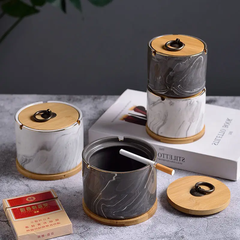 Керамическая простая креативная пепельница с крышкой в европейском стиле