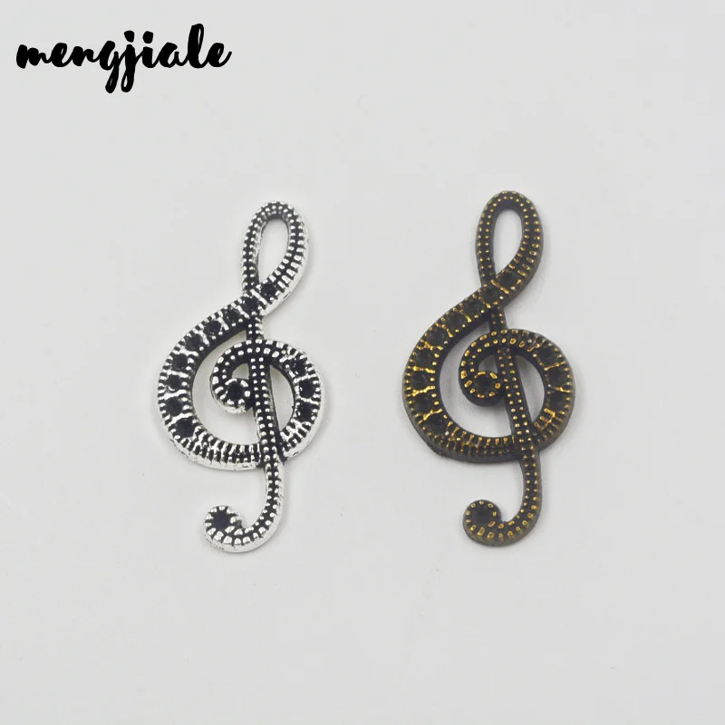 18 шт./партия, хит продаж, двухцветная подвеска в форме ноты, подвески для самостоятельного изготовления ювелирных изделий ручной работы 33x15 мм