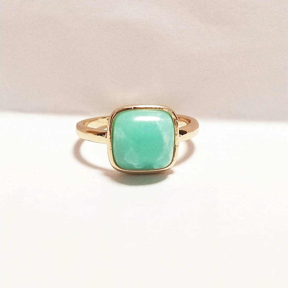 Модные кольца с натуральным квадратным зеленым и синим камнем богемный золотой