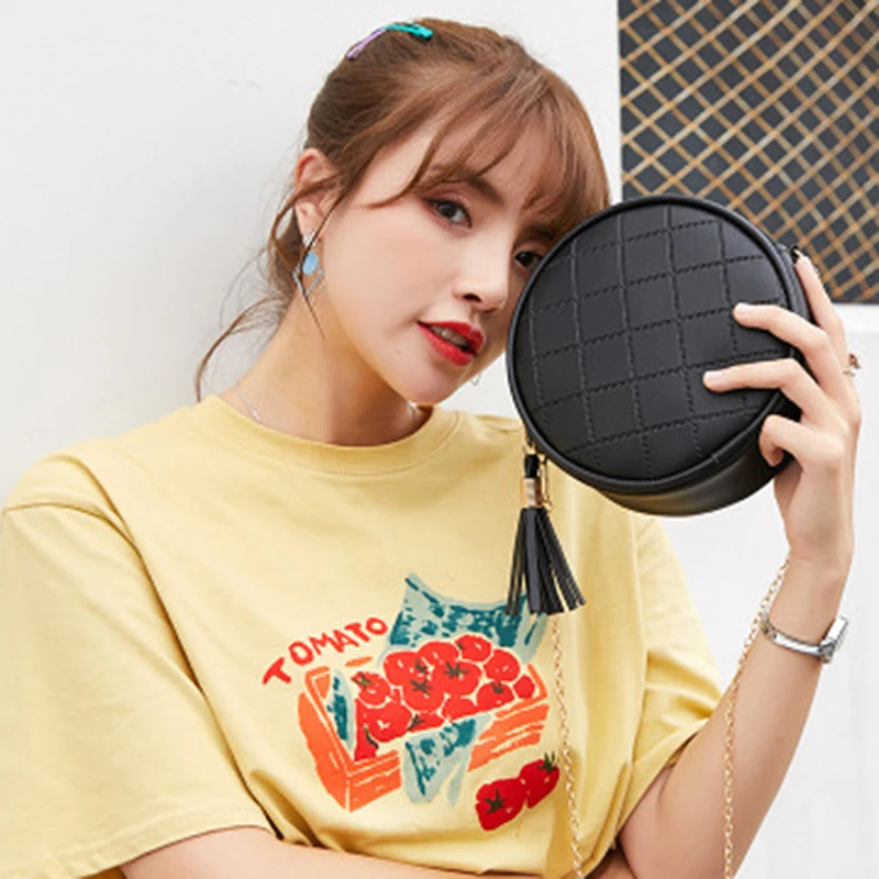 

Women Handbag Fashion Round Package Shoulder Bag For Lady Chain Bag High Quality Shoulder Handbag For Femme