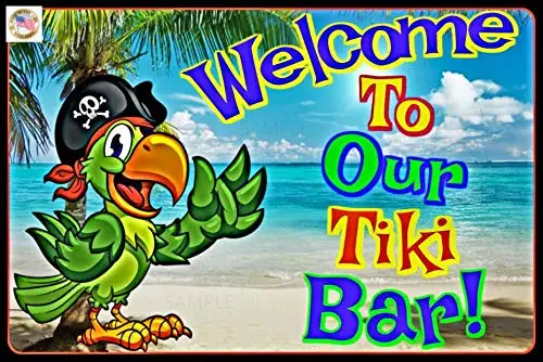 Добро пожаловать в наш бар Tiki! Пляжный Бар маргаритавиль с металлическим знаком