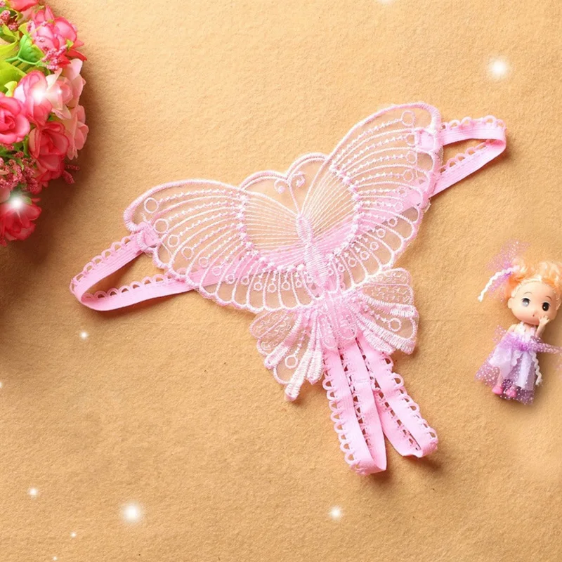 Женские стринги Butterfly Привлекательные трусики кружева без косточек G стринги Прозрачное нижнее белье женские шорты Нижнее белье Танга микро трусики - Цвет: Розовый