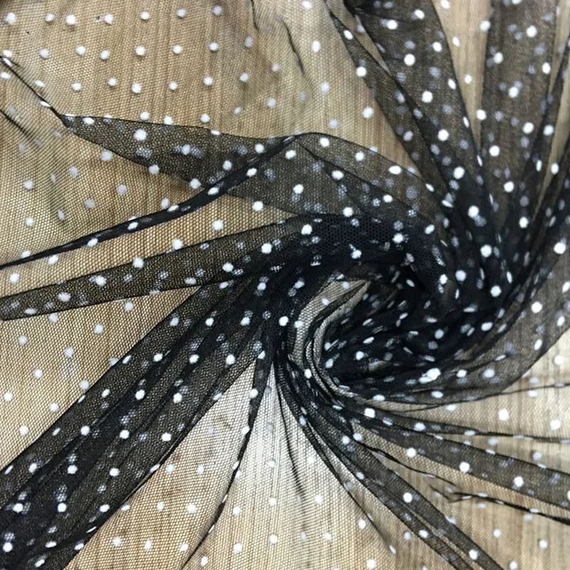 Кружевная ткань в горошек белый ширина 150 см | Дом и сад