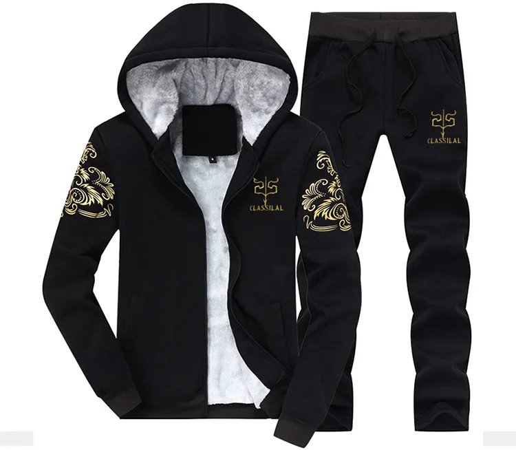 

2019 winter new sport Plush Y7 suit casual loose men's sweater Hooded Coat