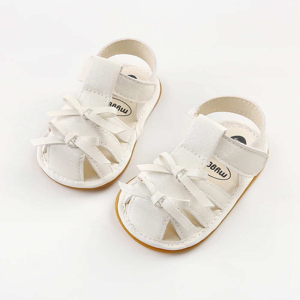 Детские сандалии с бантом 3 цвета Нескользящие резиновая подошва обувь для