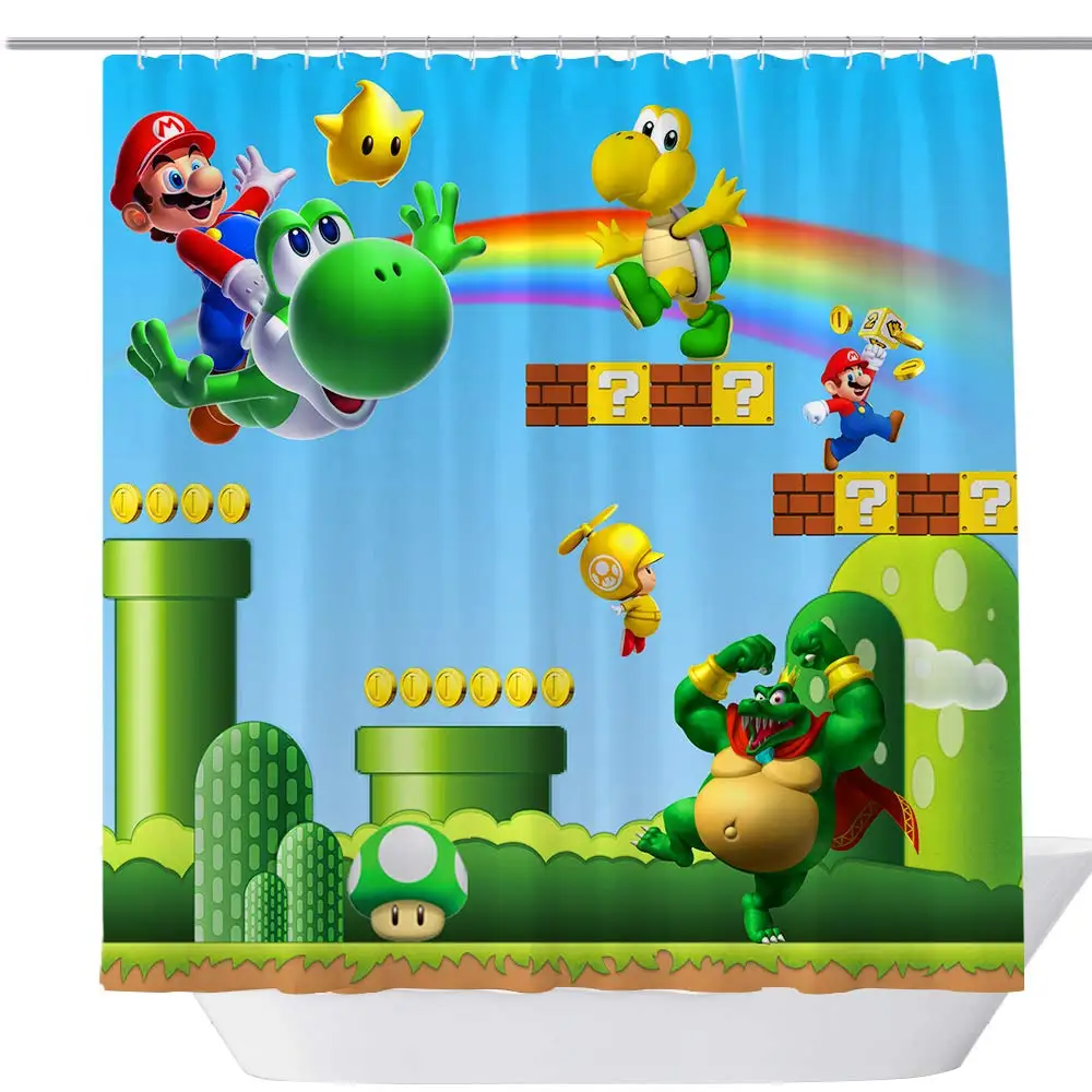 

Cartoon 71X 71 inches Polyester Fabric Shower Curtain for Bathroom, Kids Bath Decor Curtain Set with Hooks