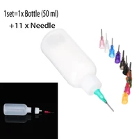 15pcs 50ml transparent polyethylene needle dispenser rosin solder paste dispensing bottle and 11 pin tool