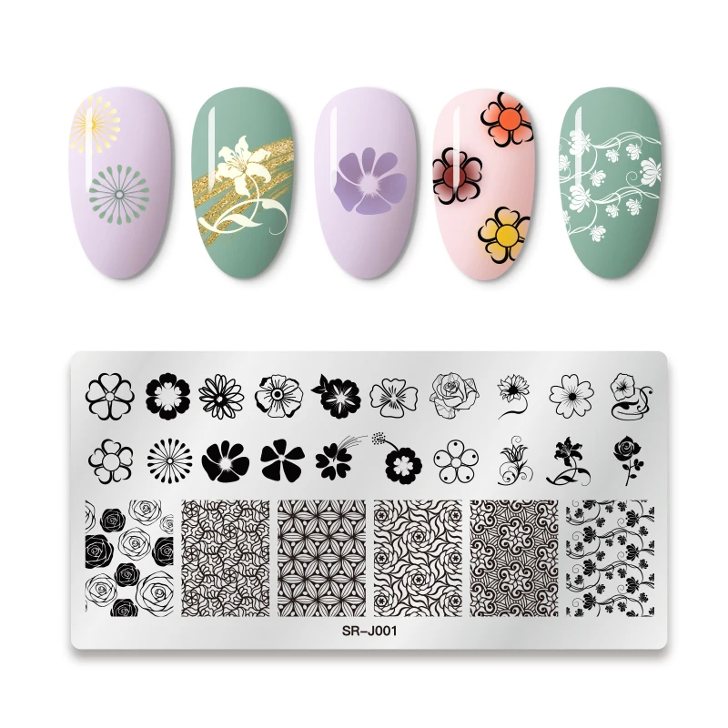 MEET ACROSS Lace Flower Animal Nail Stamping Plates Marble Image Stamp Templates Geometric Manicure Printing Stencil Tools | Красота и