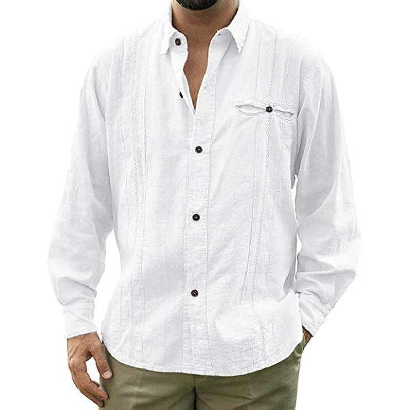 

Мужской однотонный кардиган с длинными рукавами, Повседневная однотонная хлопковая рубашка, простая уличная одежда, осень-весна 2021