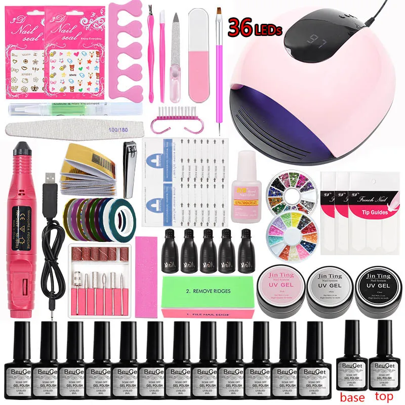 Маникюрный набор профессиональный гель лаков для ногтей Цвета 80 Вт сушительный