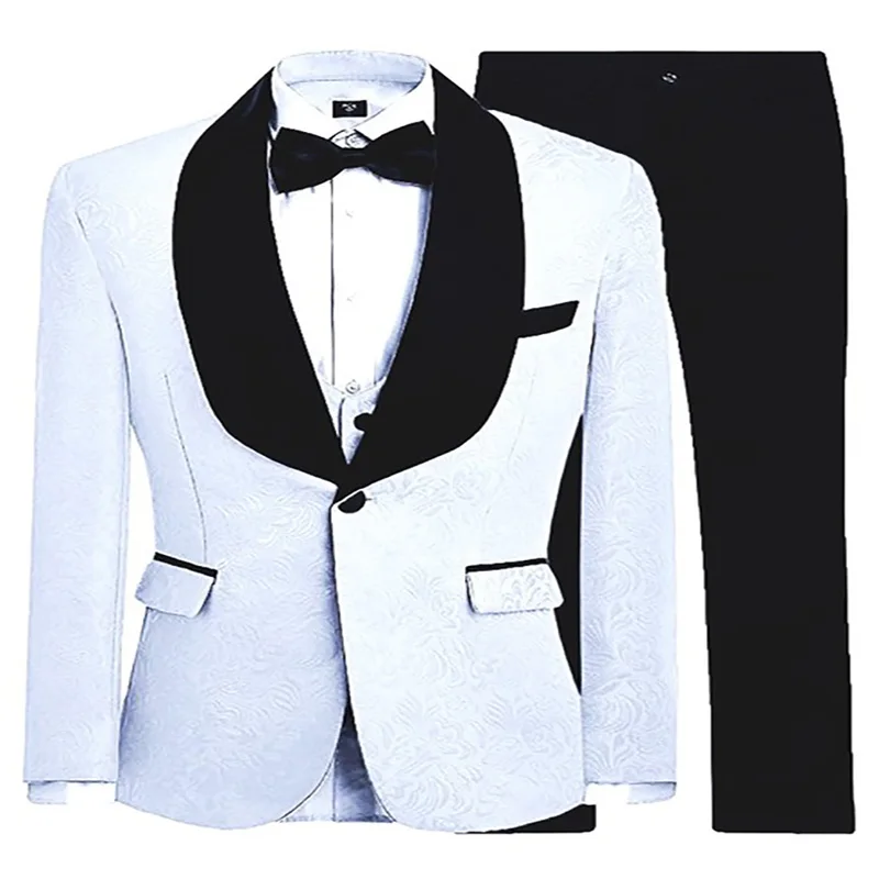 

2020 New Champagne Groomsmen One Button Groom Tuxedos Shawl Black Satin Lapel Men Suits Wedding Best Man( Jacket+Pants+Vest)