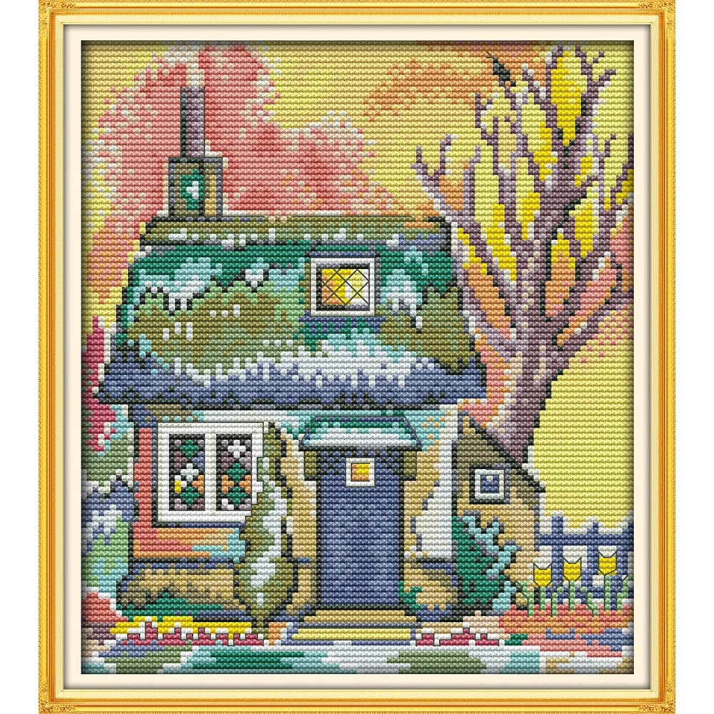 

Everlasting Love The Cabin Chinese Cross Stitch Kits Ecological Cotton 11 CT Counted Stamped DIY Christmas Decorations For Home