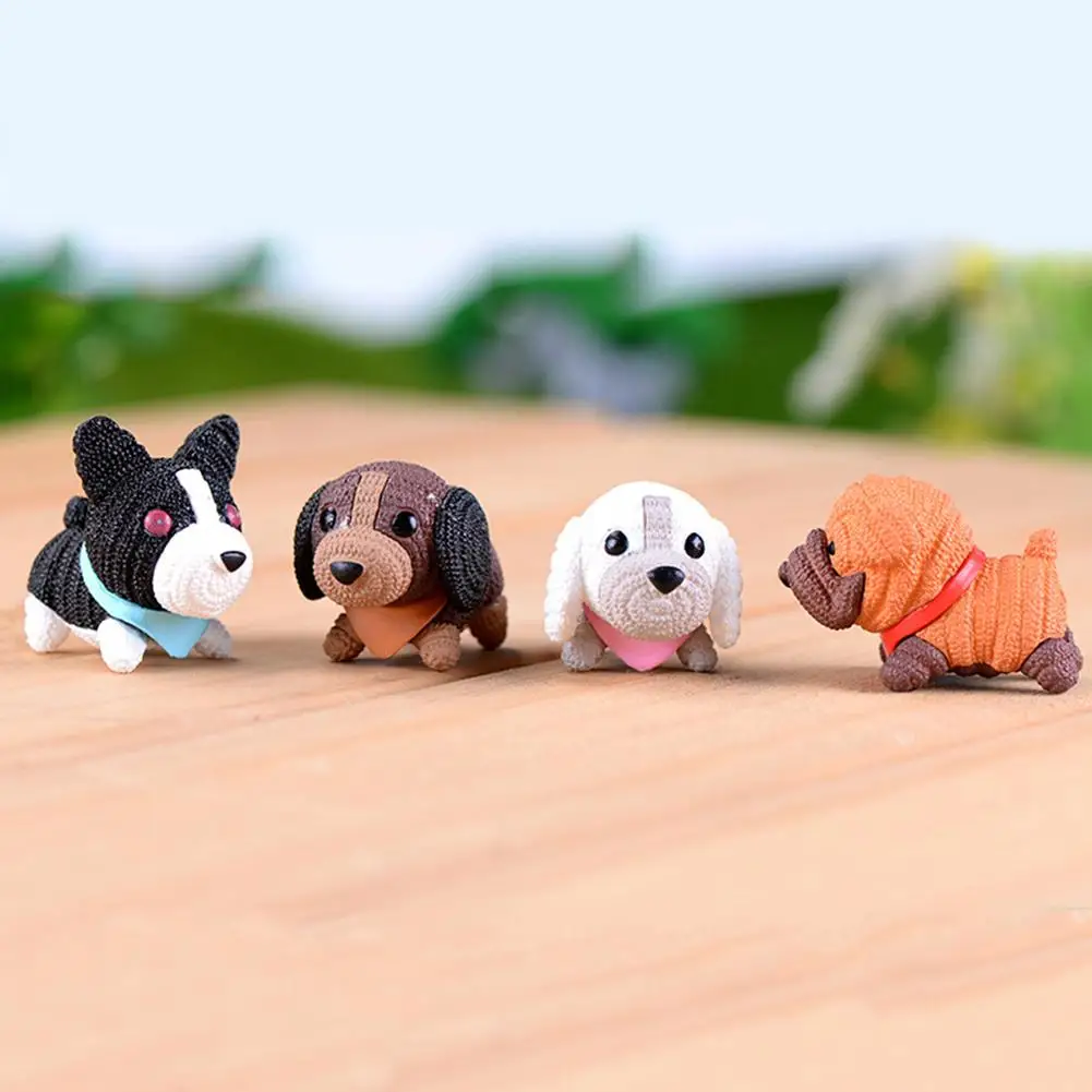 4 шт. милая собака щенок миниатюрная кукла модель ландшафтного интерьера