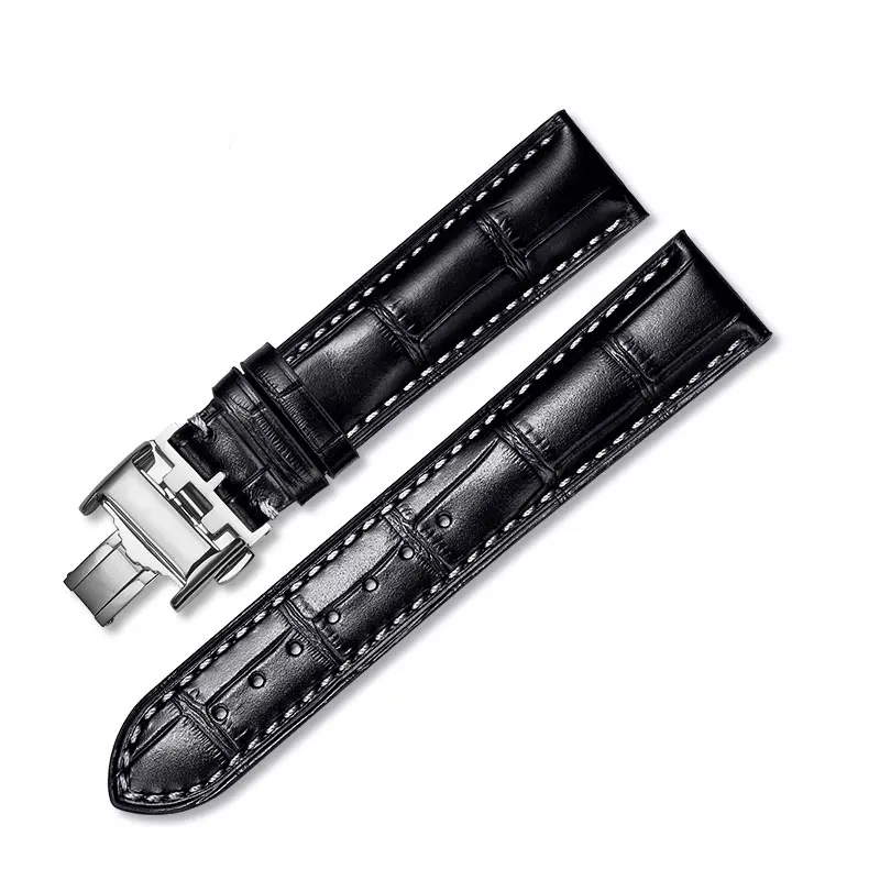 

Luxury First Layer Cowhide Strap 13MM 14MM 16MM 18MM 19MM 20MM 21MM Butterfly Buckle Genuine Leather Bands Waterproof Watch Band
