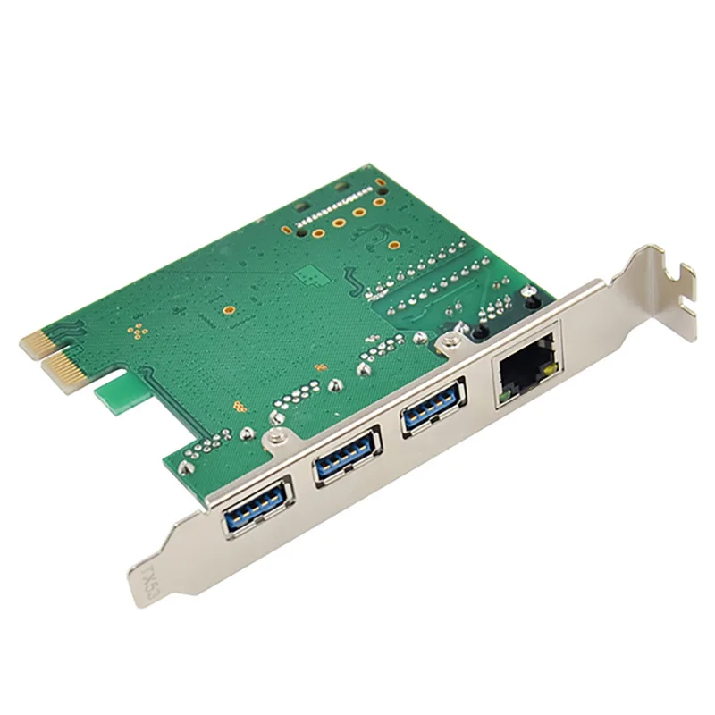 

PCI-E Three-Port Super High Speed VL805 USB 3.0 + Gigabit Ethernet LAN Card for PC