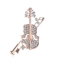 fashion fine alloy set crystal violin brooches music pin mens and womens personality gift jewelry
