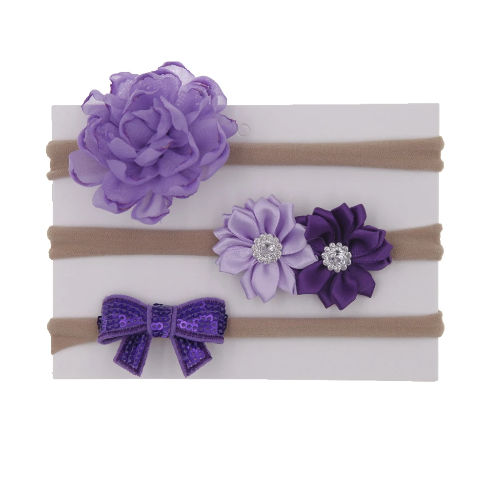 

3-piece baby girl sequins bow lace flower hairband decoration accessories