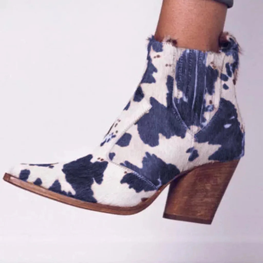 Женские повседневные ботинки челси с принтом зебры зимние ковбойские ботильоны