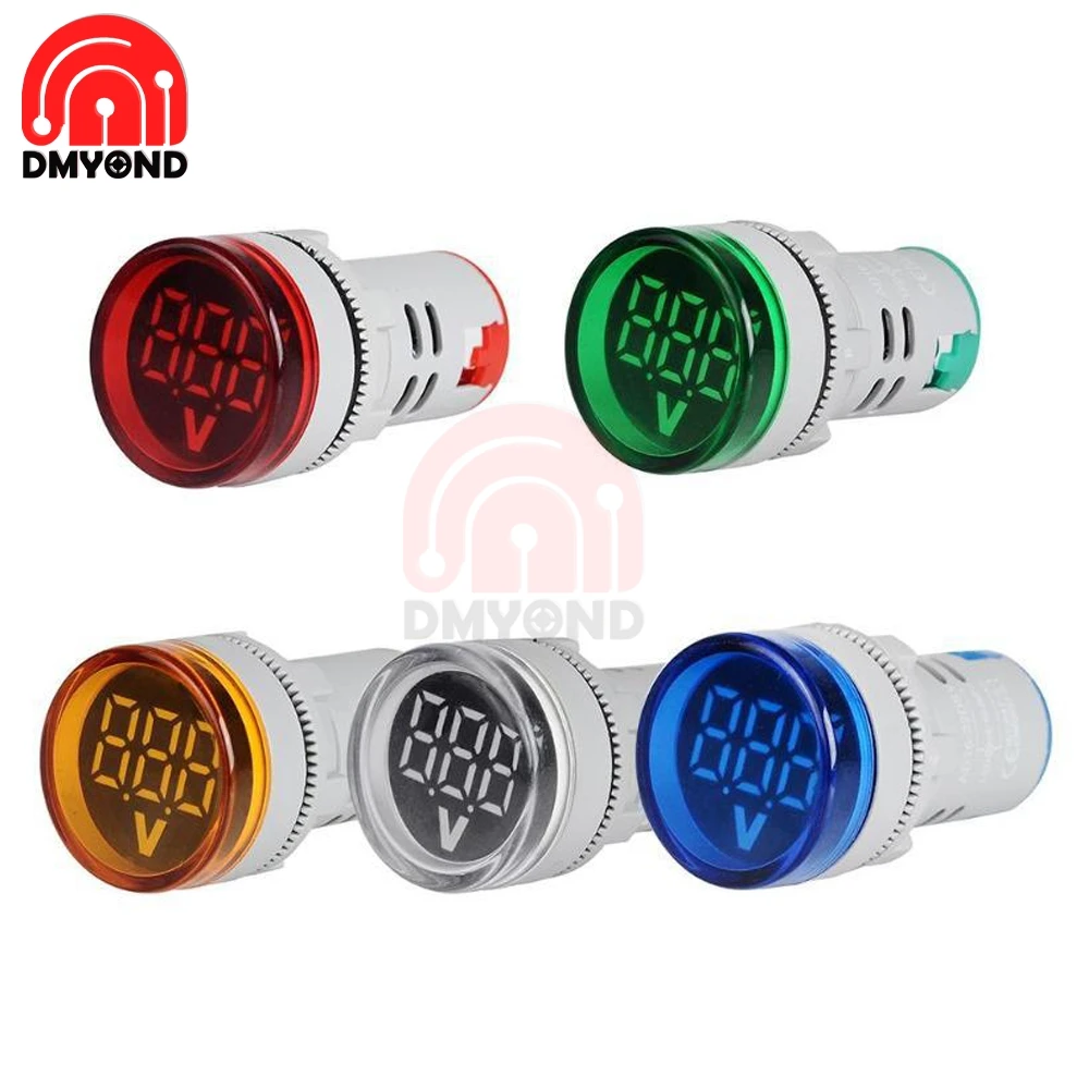 Круглый светодиодный цифровой вольтметр 0 100 в постоянный ток 12 В 24 22 мм монитор