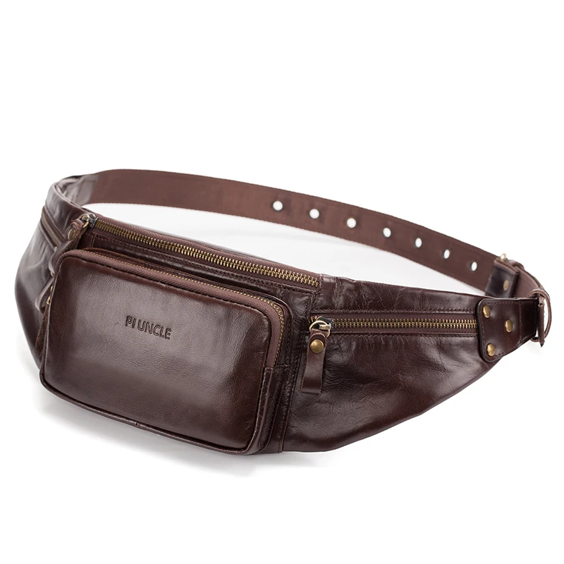 Винтажные Мужские поясные сумки из натуральной кожи мужская кожаная нагрудная