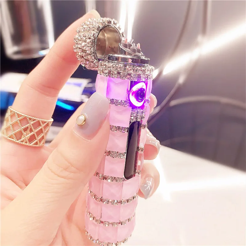 

The New Diamond Double Arc Lighter Portable Charging Windproof Induction Cigarette Lighter Personality Creative Gift For Ladies